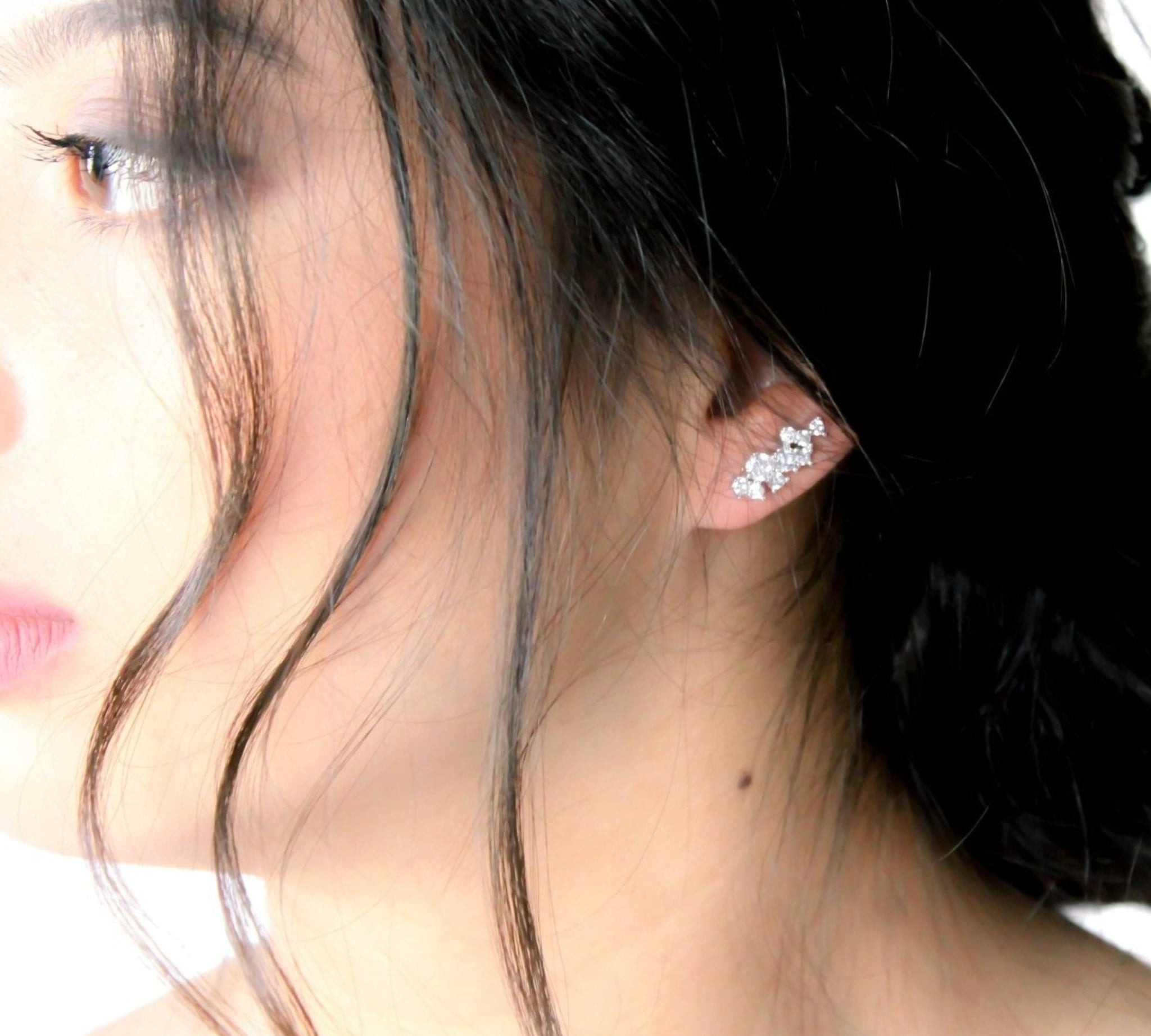 Silver cubic zirconia ear climber Bridal earrings - Treasures by Agnes