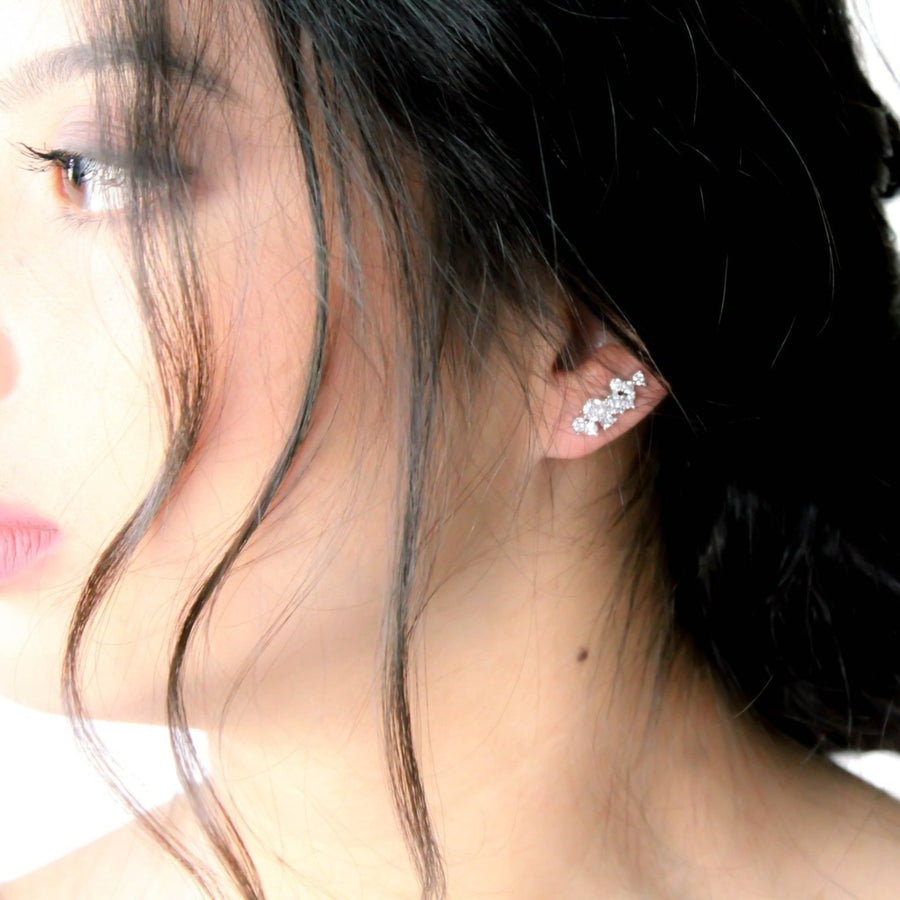Silver cubic zirconia ear climber Bridal earrings - Treasures by Agnes