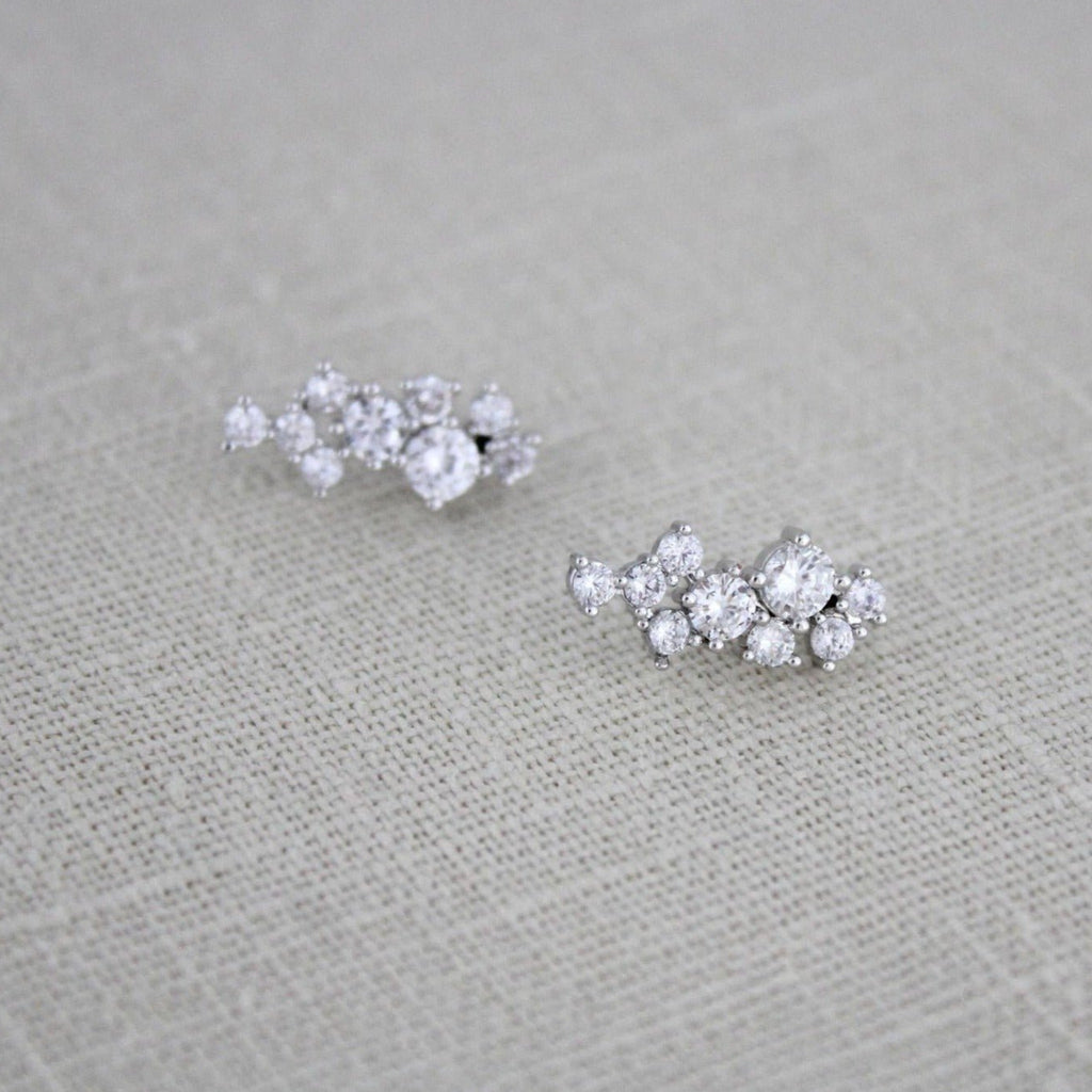 Silver cubic zirconia ear climber Bridal earrings - Treasures by Agnes