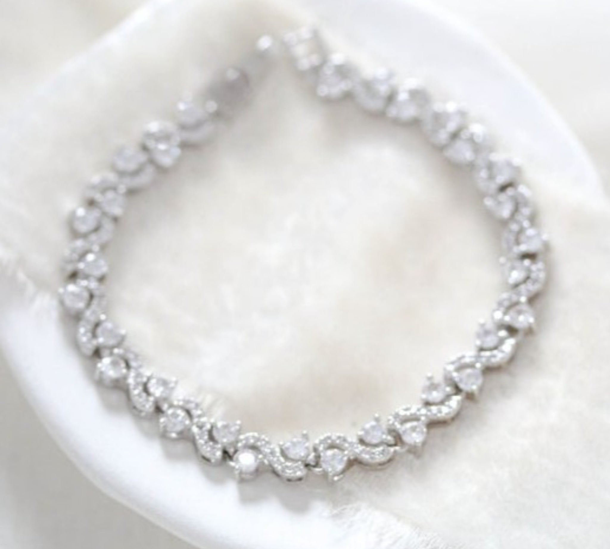 Silver cubic zirconia wedding tennis bracelet - HADLEY - Treasures by Agnes