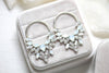 Silver hoop earrings with white opal crystals - ANASTASIA - Treasures by Agnes