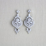 Silver or Rose gold CZ Bridal earrings, Art Deco vintage style earrings - EMMA - Treasures by Agnes