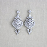 Silver or Rose gold CZ Bridal earrings, Art Deco vintage style earrings - EMMA - Treasures by Agnes