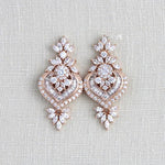 Silver or Rose gold CZ Bridal earrings, Art Deco vintage style earrings - EMMA - Treasures by Agnes