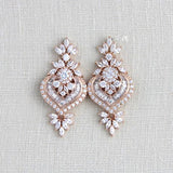 Silver or Rose gold CZ Bridal earrings, Art Deco vintage style earrings - EMMA - Treasures by Agnes