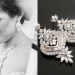 Silver or Rose gold CZ Bridal earrings, Art Deco vintage style earrings - EMMA - Treasures by Agnes