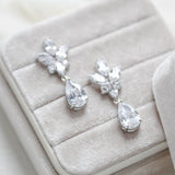 Silver teardrop cubic zirconia Bridal earrings - DIVINE - Treasures by Agnes