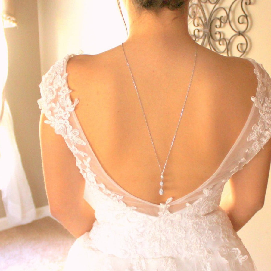 Simple Bridal Backdrop necklace created with Sterling silver - Treasures by Agnes