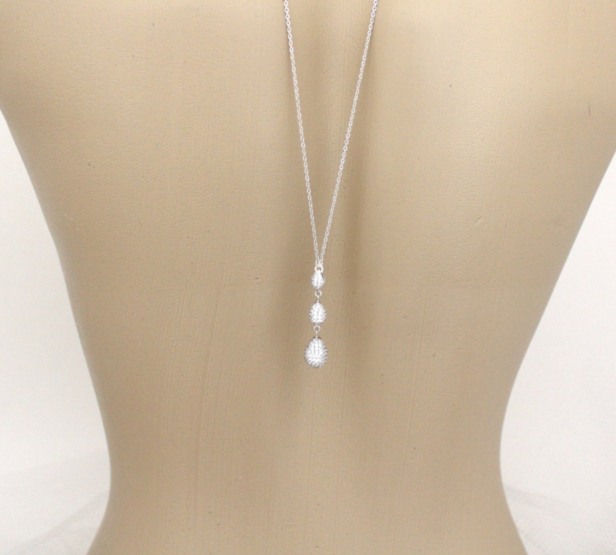 Simple Bridal Backdrop necklace created with Sterling silver - Treasures by Agnes