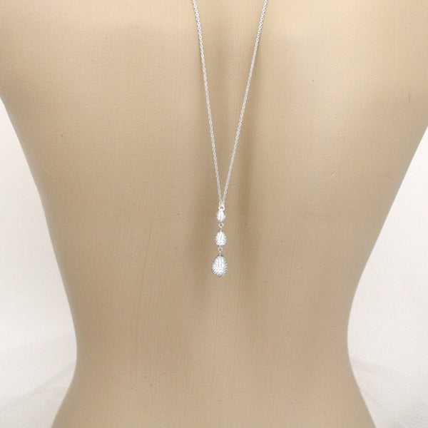 Simple Bridal Backdrop necklace created with Sterling silver - Treasures by Agnes
