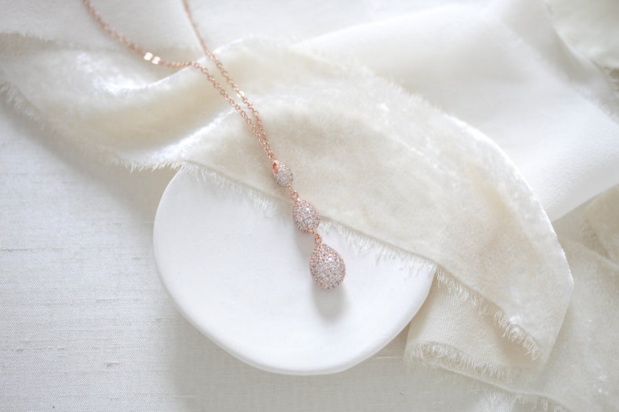 Simple Bridal Backdrop necklace created with Sterling silver - Treasures by Agnes