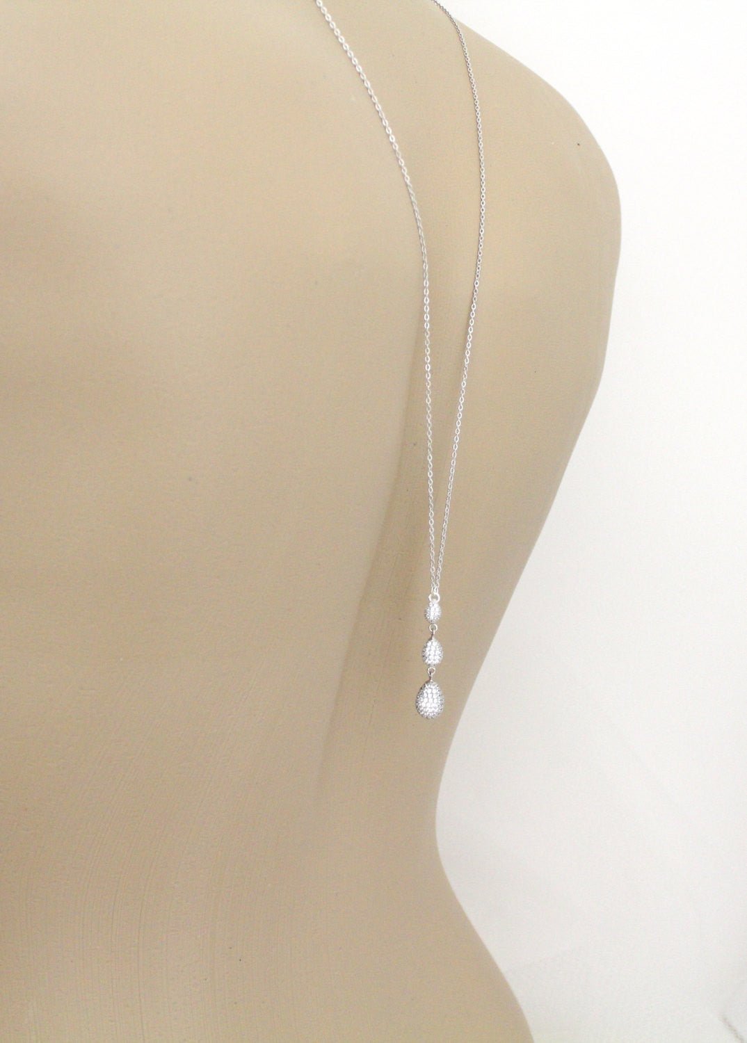 Simple Bridal Backdrop necklace created with Sterling silver - Treasures by Agnes