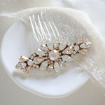 Simple bridal hair comb with Austrian crystals - THEODORA - Treasures by Agnes