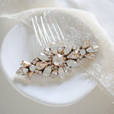 Simple bridal hair comb with Austrian crystals - THEODORA - Treasures by Agnes
