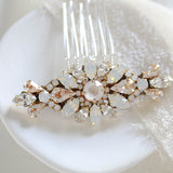 Simple bridal hair comb with Austrian crystals - THEODORA - Treasures by Agnes