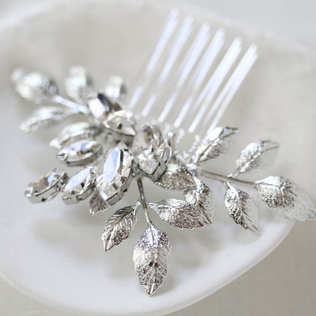 Simple crystal bridal hair comb - OPHELIA - Treasures by Agnes