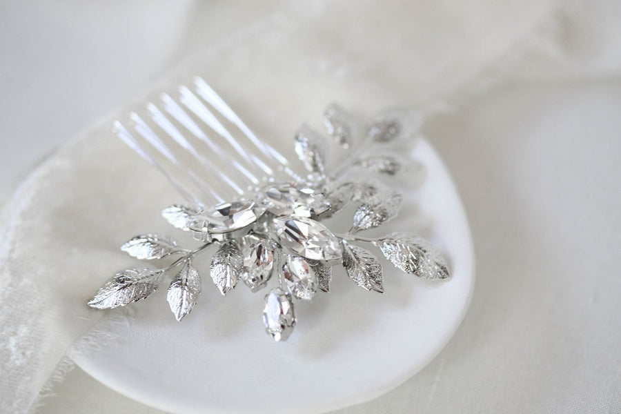 Simple crystal bridal hair comb - OPHELIA - Treasures by Agnes