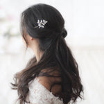 Simple crystal Bridal hair comb with white opal - STEVIE - Treasures by Agnes