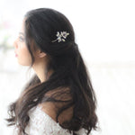 Simple crystal Bridal hair comb with white opal - STEVIE - Treasures by Agnes