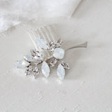 Simple crystal Bridal hair comb with white opal - STEVIE - Treasures by Agnes