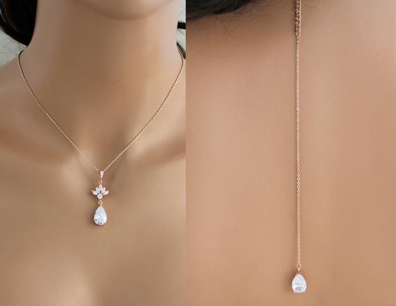 Simple Rose gold Back necklace - EMMA - Treasures by Agnes