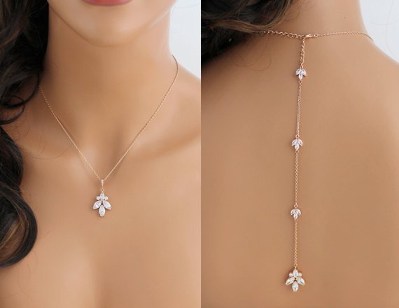 Golden Polish American Diamond Necklace In Leaf Design _Hayagi(Pune)