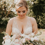 Simple Rose gold Bridal Backdrop necklace for Bride - DIVINE - Treasures by Agnes