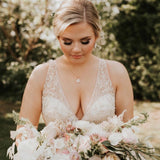 Simple Rose gold Bridal Backdrop necklace for Bride - DIVINE - Treasures by Agnes
