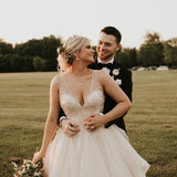 Simple Rose gold Bridal Backdrop necklace for Bride - DIVINE - Treasures by Agnes