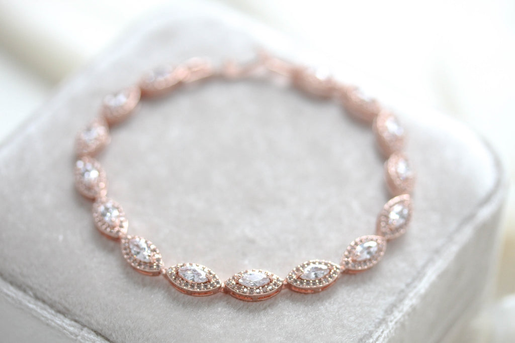 Simple Rose gold bridal Bracelet - SCARLETT - Treasures by Agnes