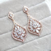 Simple Rose gold Bridal chandelier earrings - CAMILLA - Treasures by Agnes