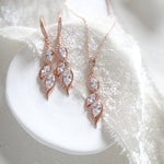 Simple Rose gold necklace and earring SET - HADLEY