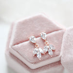 Simple rose gold bridal necklace and earrings set - LAUREN - Treasures by Agnes