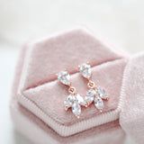 Simple rose gold bridal necklace and earrings set - LAUREN - Treasures by Agnes