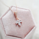 Simple rose gold bridal necklace and earrings set - LAUREN - Treasures by Agnes