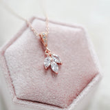 Simple rose gold bridal necklace and earrings set - LAUREN - Treasures by Agnes