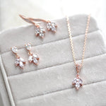 Simple rose gold bridal necklace and earrings set - LAUREN - Treasures by Agnes