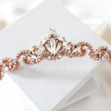 Simple rose gold Bridal tiara with Austrian crystals - SHELBY - Treasures by Agnes