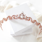 Simple rose gold Bridal tiara with Austrian crystals - SHELBY - Treasures by Agnes