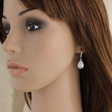 Simple rose gold crystal drop bridal earrings - NORAH - Treasures by Agnes