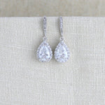Simple rose gold crystal drop bridal earrings - NORAH - Treasures by Agnes