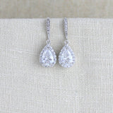 Simple rose gold crystal drop bridal earrings - NORAH - Treasures by Agnes