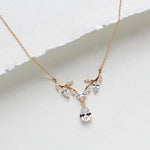Simple rose gold cubic zirconia bridal necklace - APRILLE - Treasures by Agnes