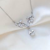 Simple rose gold cubic zirconia bridal necklace - APRILLE - Treasures by Agnes