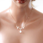 Simple rose gold cubic zirconia bridal necklace - APRILLE - Treasures by Agnes