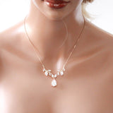 Simple rose gold cubic zirconia bridal necklace - APRILLE - Treasures by Agnes