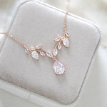 Simple rose gold cubic zirconia bridal necklace - APRILLE - Treasures by Agnes