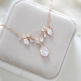 Simple rose gold cubic zirconia bridal necklace - APRILLE - Treasures by Agnes