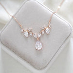 Simple rose gold cubic zirconia bridal necklace - APRILLE - Treasures by Agnes