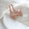 Simple Rose gold drop bridal or bridesmaid earrings - ADDIA - Treasures by Agnes